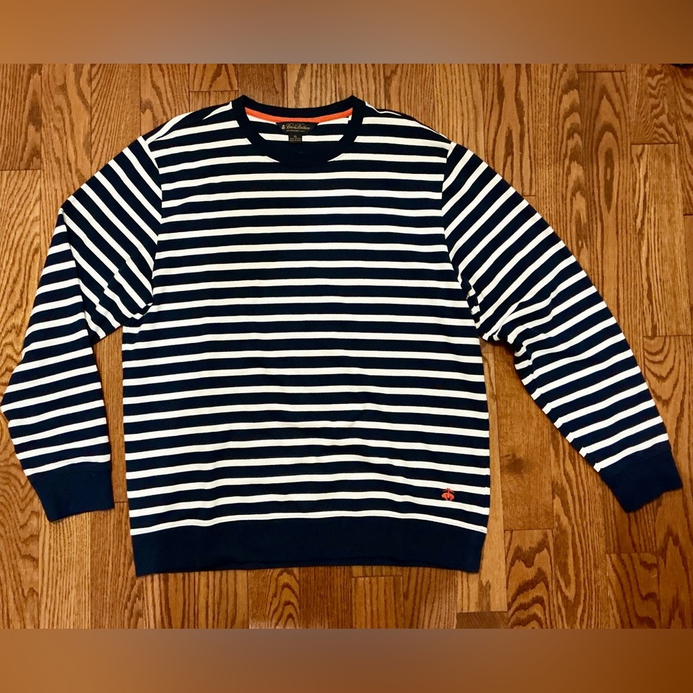 Brooks Brothers Men's Crewneck Sweater - Navy and White Stripes